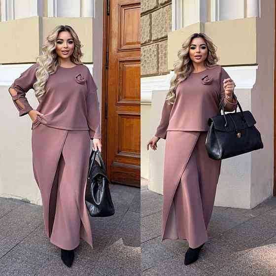 Жіночий батальний костюм двійка креп дайвінг Капучино, 56/58 Одеса