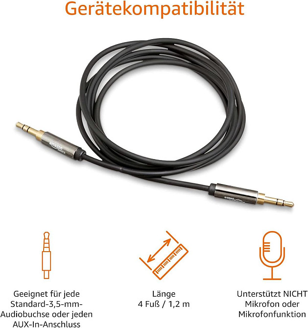 Стерео кабель AUX 3,5 мм на 3,5 мм 1,2 м з позолоченими контактами Київ - фото 2