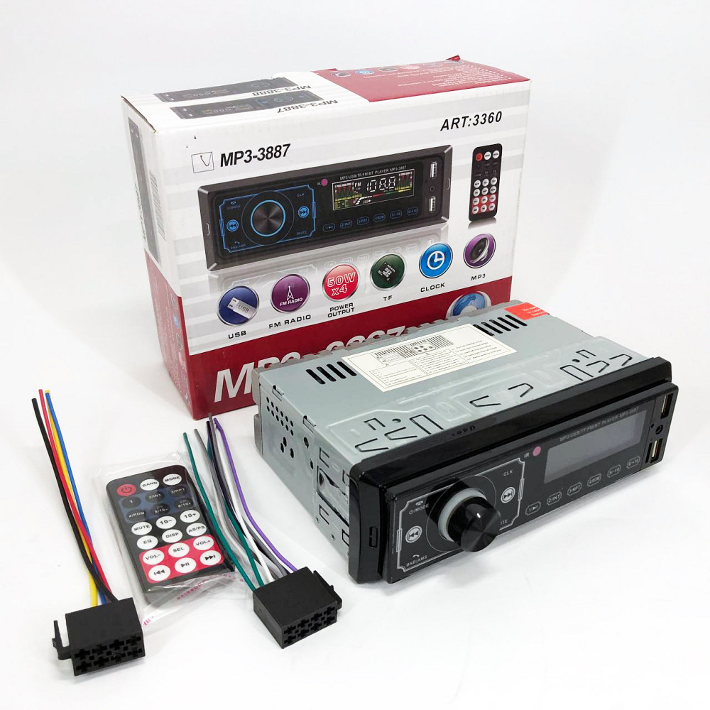 Магнітола автомобіль aux MP3 3887 ISO 1DIN, Авто магнітола 1дин, Автомагнітоли з роз'ємом USB LQ-65 Львів - фото 4