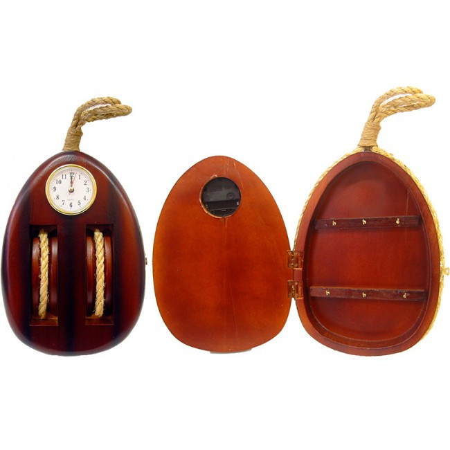 Ключница из натурального дерева Блок с часами Киев - изображение 1