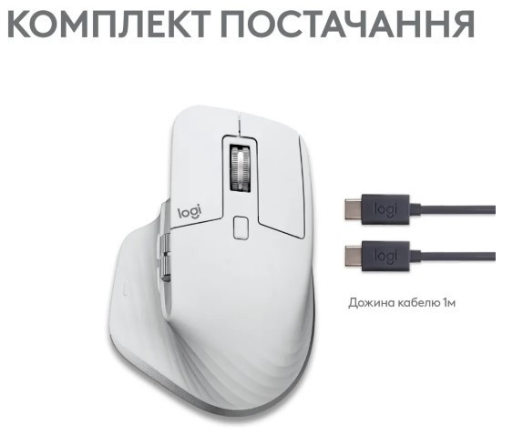 Миша Logitech MX Master 3S For Mac Performance Wireless Pale Grey (910-006572) (6836231) Киев - изображение 6
