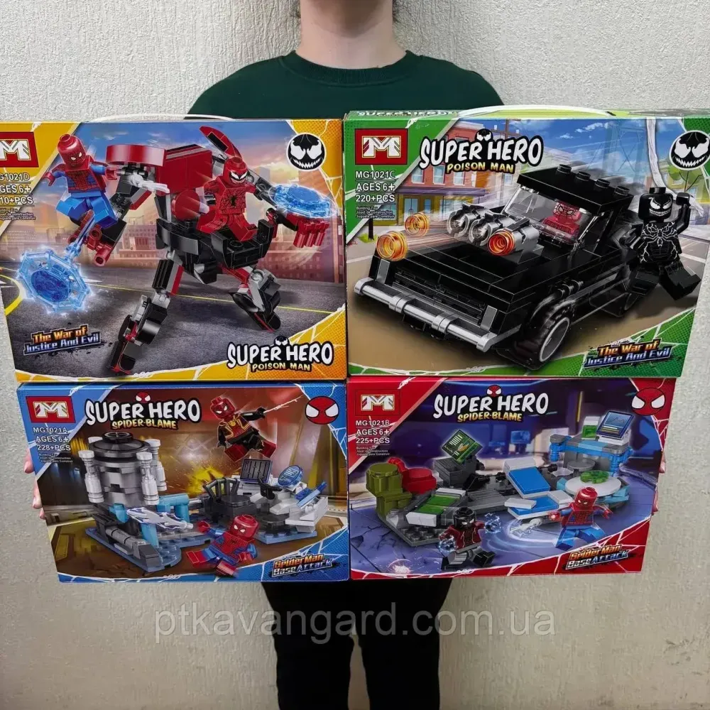 Конструктор человек паук 4в1 веном карнаж спайдермен 883 детали 4 наборы в блоке Хмельницкий - изображение 2