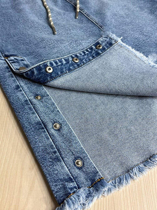 Спідниця жіноча джинсова ZJY 67510 - 68016 з розрізами резинка на талії великі розміри блакитна, блакитний, З4, 34, 94 см, 112 см Київ - фото 6