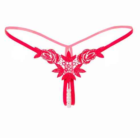Трусики з перлинами та трояндами універсальний червоний Київ