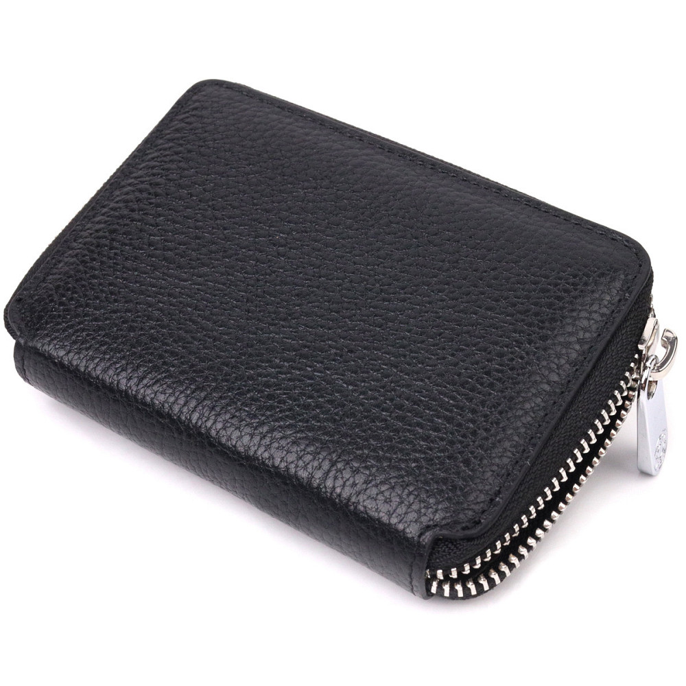 Красивый женский кошелек на молнии из натуральной кожи KARYA 21343 Черный Киев - изображение 10