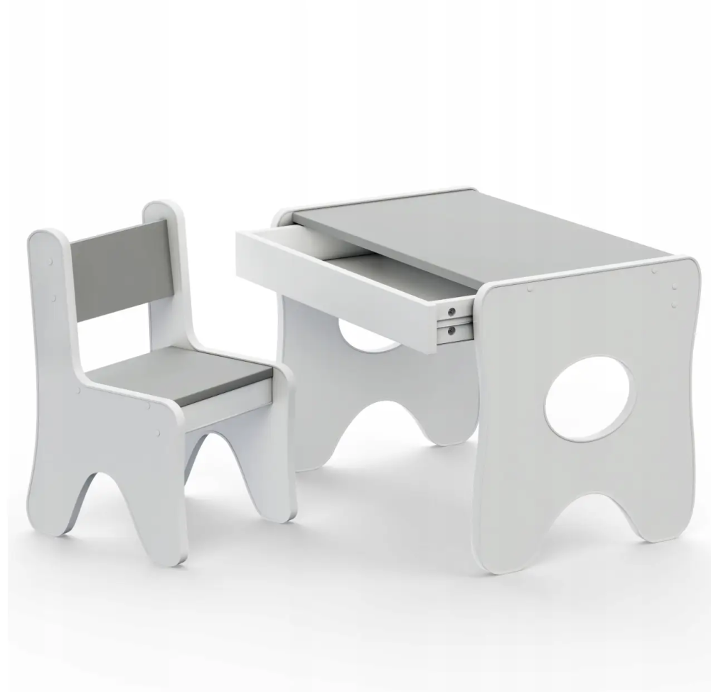 Набор детской мебели столик с ящиком и стульчик 70х45х51см (Белый с серым) Винница - изображение 1