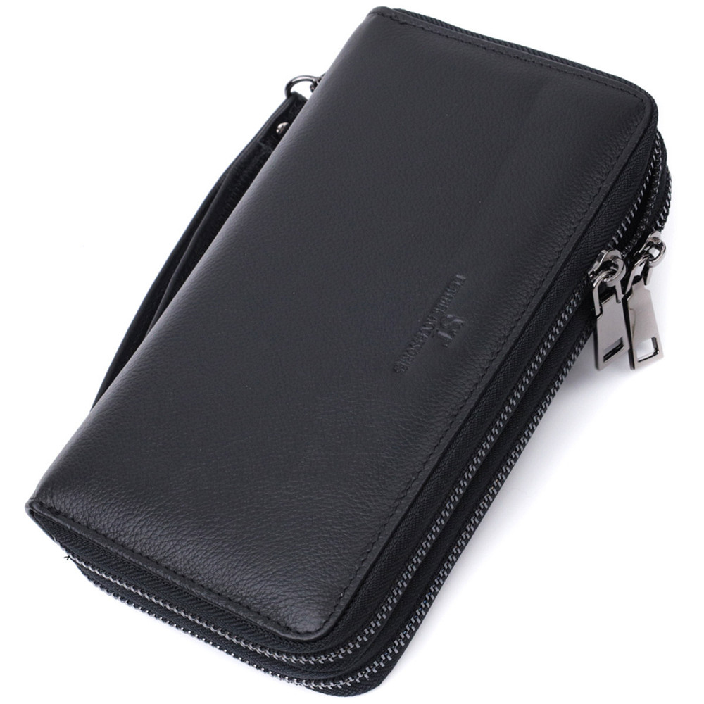 Мужской клатч на два отделения из натуральной кожи ST Leather 22684 Черный Киев - изображение 1