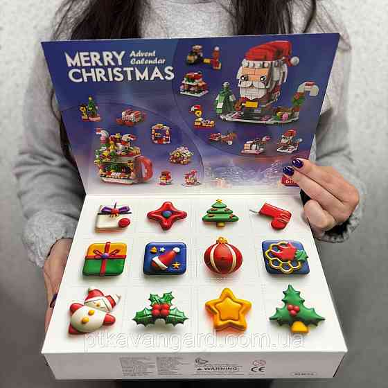 Новогодний адвент календарь конструктор рождественский Санта и камин 546 деталей, 6в1, 12 окошек 8972-6 Хмельницкий