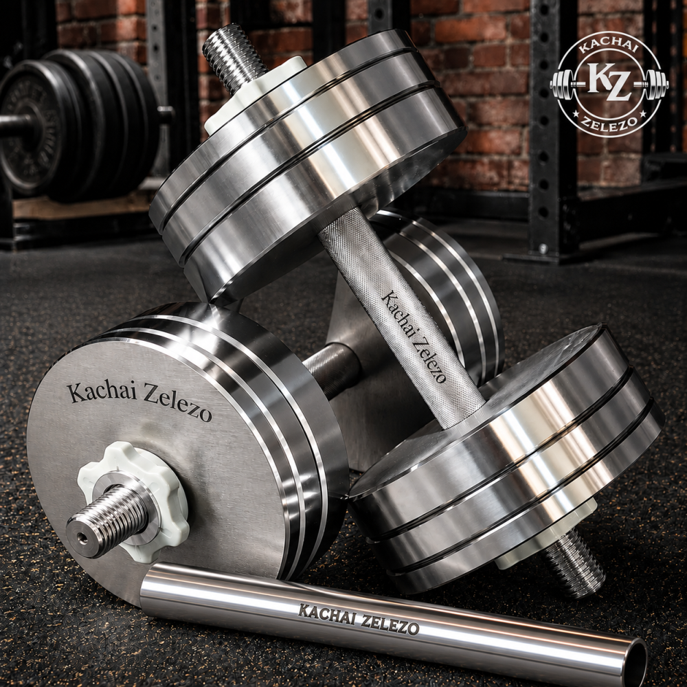 Гантели наборные 2 по 20 кг + Переходник для штанги Kachai Zelezo Iron Pro Киев - изображение 11