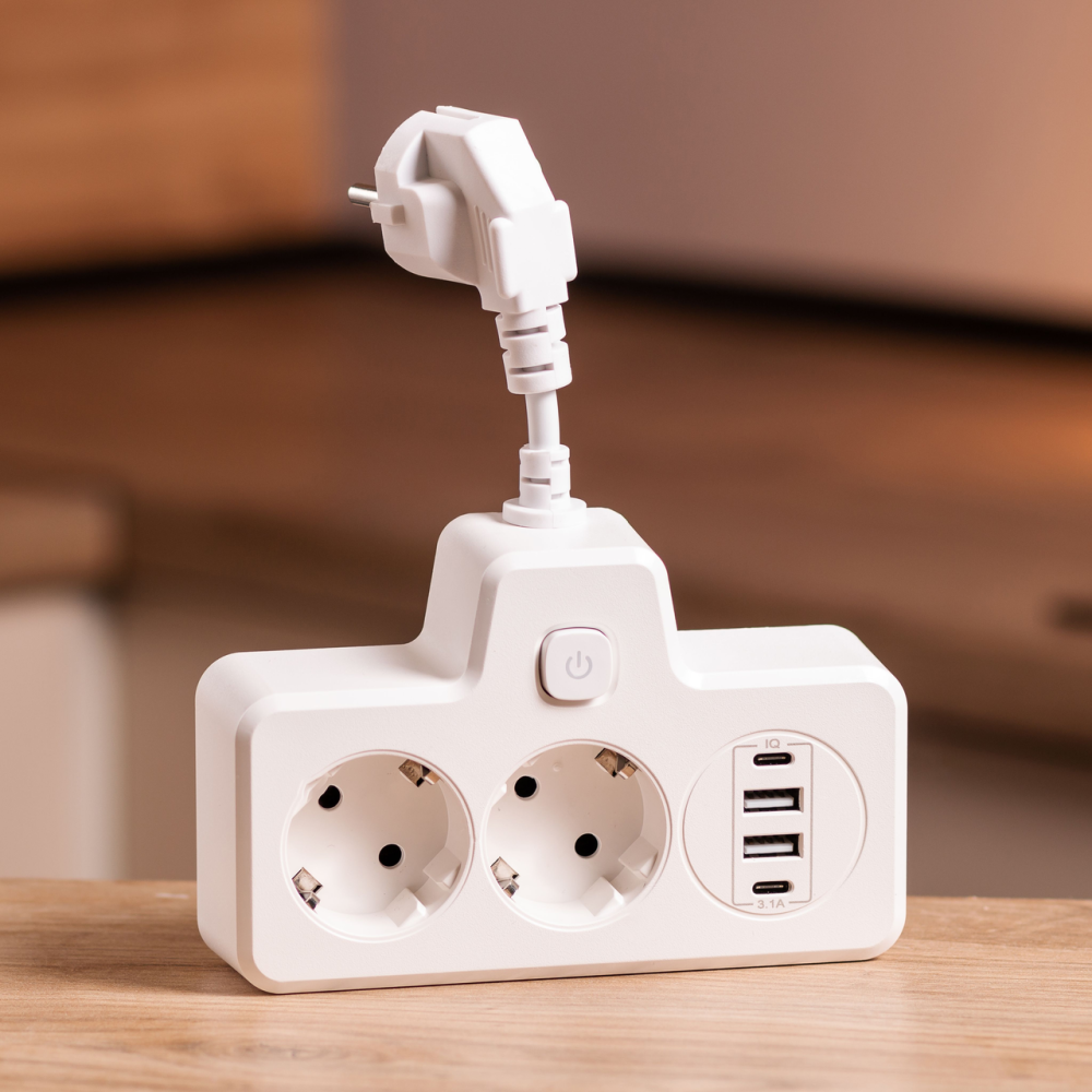 Мережевий фільтр на 2 євро розетки з 2 USB та 2 Type-C білий HP-5-17 Київ - фото 6