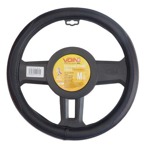 Чохол на кермо VLOD-24LC7 BK M, шкіра, чорний, один шов, бокове оздоблення Харків - фото 2