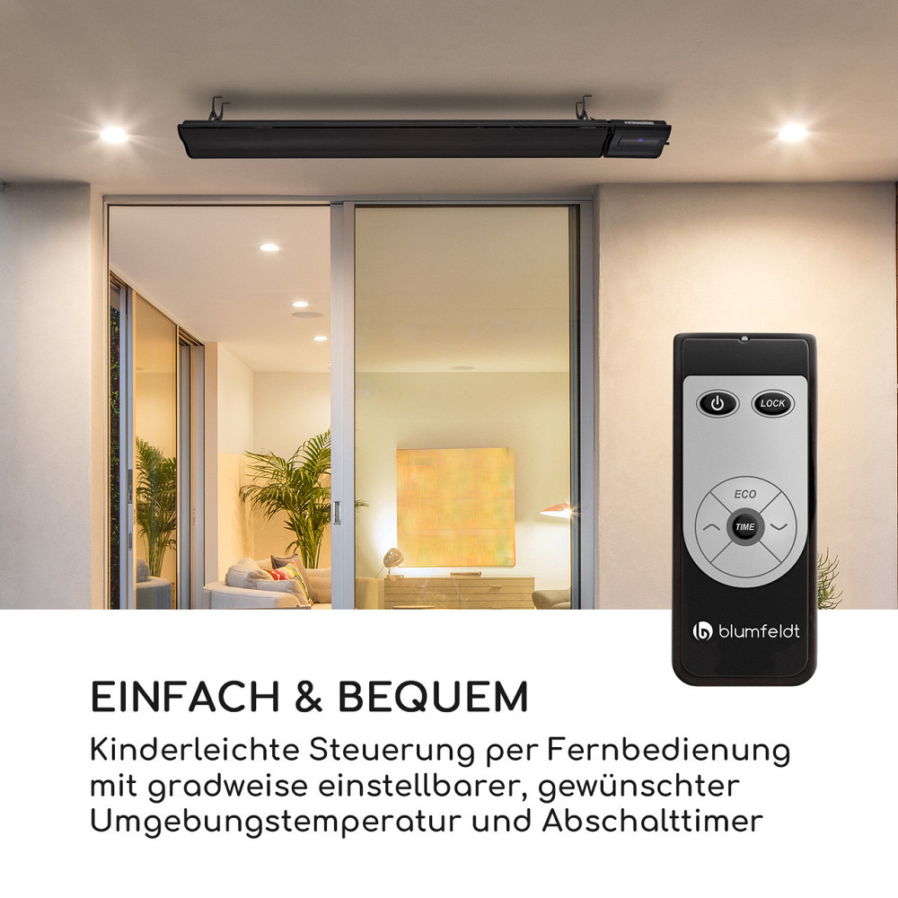 Інфрачервоний нагрівач Cosmic Beam Plus 2400 Вт IP44 Пульт дистанційного керування Чорний (Німеччина, Рівне - фото 7