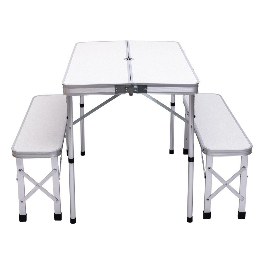 Комплект туристичний стіл + 2 лавки складні меблі Білий Lugi JY-9060W Київ - фото 2