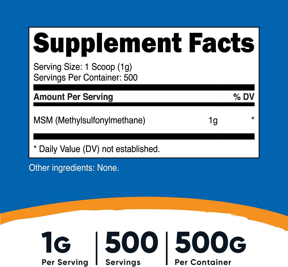 Метилсульфонілметан Nutricost MSM Unflavored 500 g Луцьк - фото 3