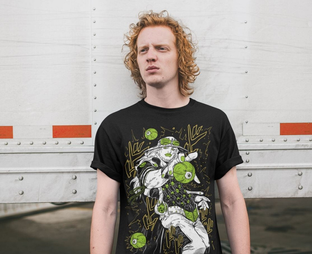 Футболка для хлопчика з аніме принтом Гйро Зеппелі Джоджо С оверсайз (зріст від 165 до 180) Чорний AnimeJ0819m Дніпро - фото 2