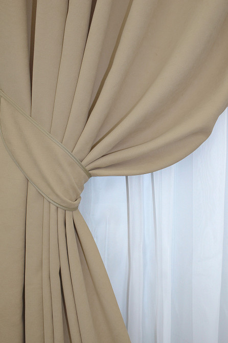 Комплект готових штор VR-Textil Мікровелюр SPARTA № 1032ш Темний беж150х285 см 2 шт (30-822) Київ - фото 4