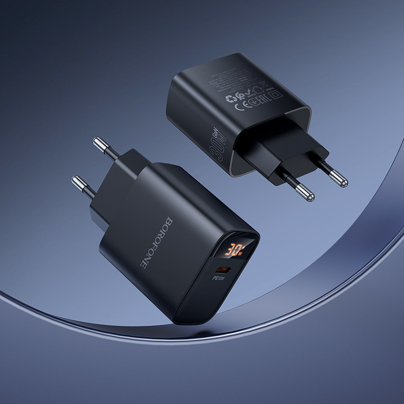 Сетевое зарядное устройство BOROFONE BA97A Ilustre single-port PD30W charger with digital display (EU) Black Одесса - изображение 9
