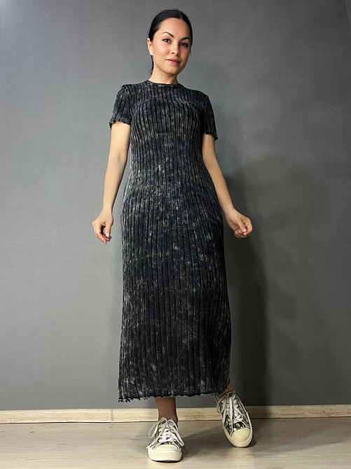 Платье женское Fashion 3042 длинное трапеция трикотажное в рубчик, черный, one size Киев - изображение 11