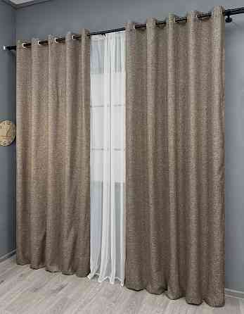 Комплект штор на люверсах VR-Textil Лен ELEMENTA № 1864ш Серо-коричневый 150х270см 2 шт (37-0277) Киев