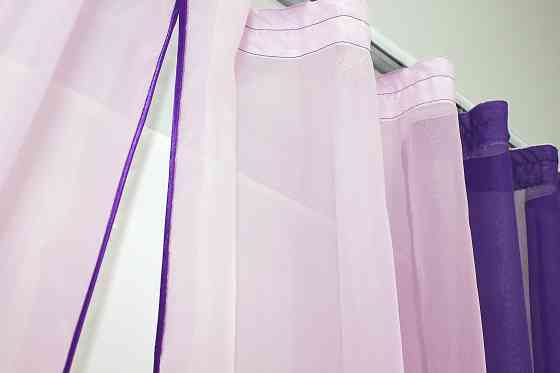 Кухонные шторы VR-Textil № 017к комбинированные с подвязками фиолетовый с розовым 265х170 см (50-011) Киев