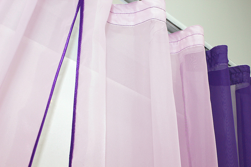 Кухонные шторы VR-Textil № 017к комбинированные с подвязками фиолетовый с розовым 265х170 см (50-011) Киев - изображение 4