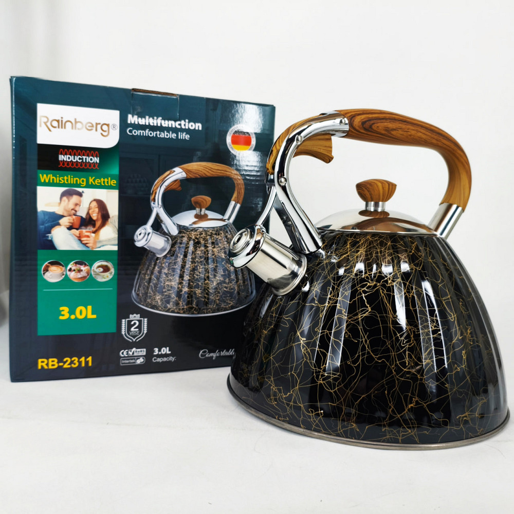 Чайник со свистком с тяжелым дном, Современный чайник со свистком для газовой плиты 3 л литра BK-96 Львов - изображение 7