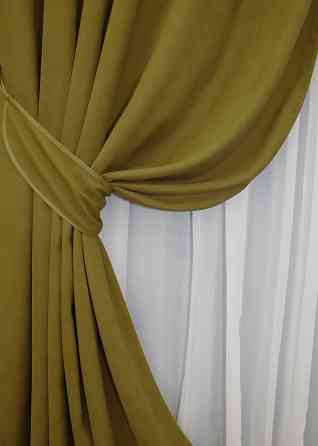 Комплект готових штор VR-Textil Мікровелюр Petek № 1503ш Гірчичний 140х270 см 2 шт (39-320) Київ