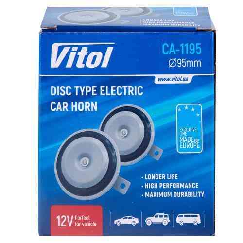 Электромагнитный дисковый сигнал CA-1195 VITOL 12V диаметр 95 мм Харьков