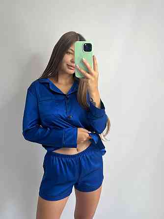 Комплект шелковый тройка рубашка с шортами и штанами Электрик S Харьков