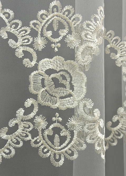 Тюль VR-Textil 1849т Фатин с вышивкой Кремовый 300х270 см (40-209) Киев - изображение 6