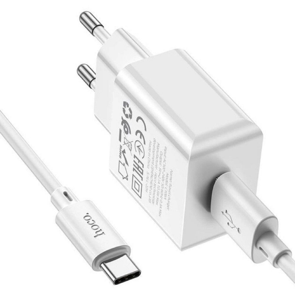 Мережевий зарядний пристрій HOCO C106A Leisure single port charger set(Type-C) White Київ - фото 3