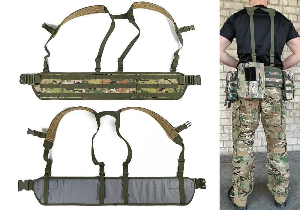 Тактичний пояс розвантажувальний РПС з кріпленнім MOLLE та плечовими лямками мультикам без підсумків Коломия - фото 1