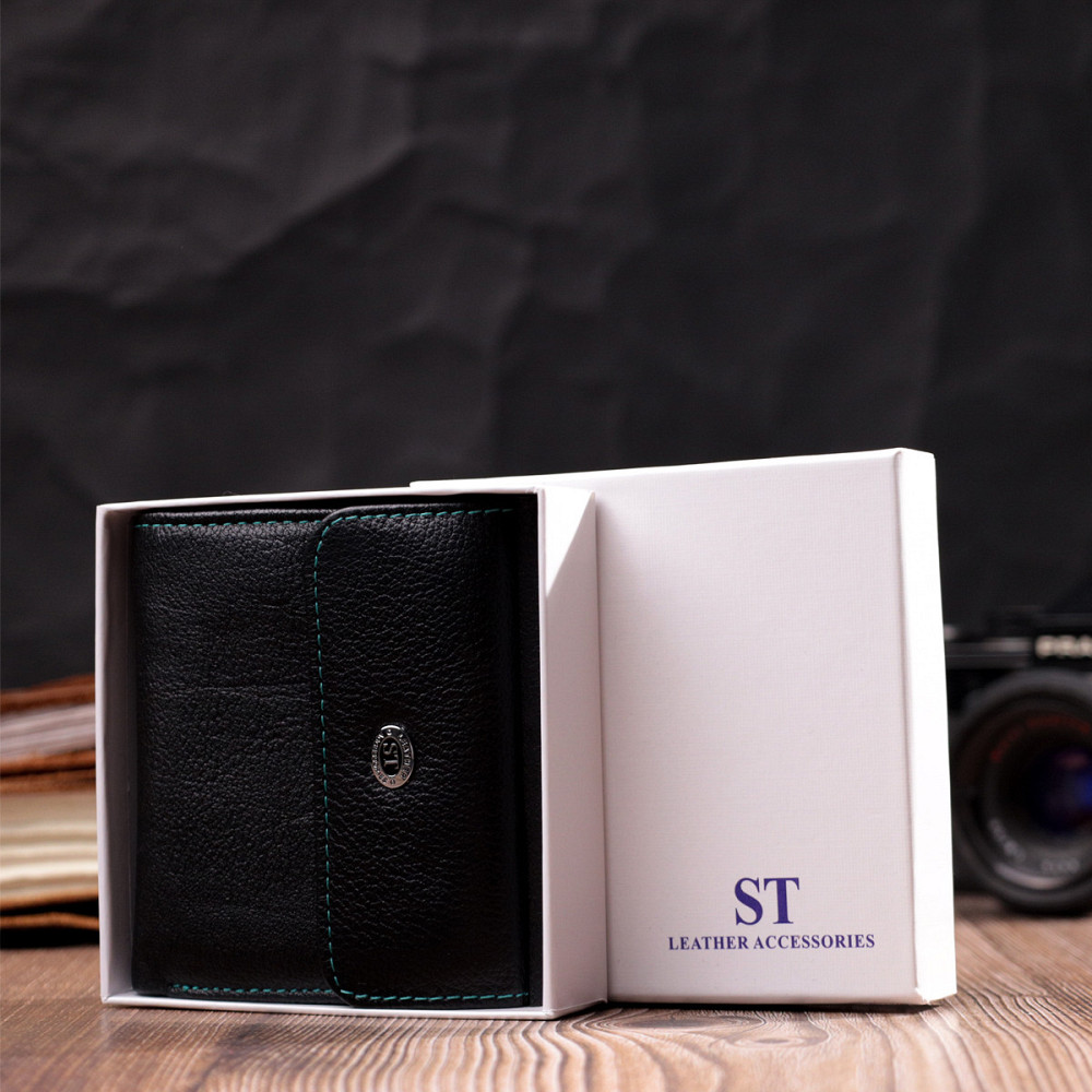 Женский оригинальный кошелек среднего размера из натуральной кожи ST Leather 19500 Черный Киев - изображение 10