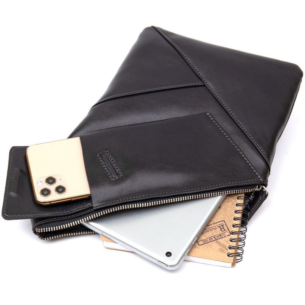 Кожаная мужская сумка через плечо GRANDE PELLE 11439 Черный Киев - изображение 5