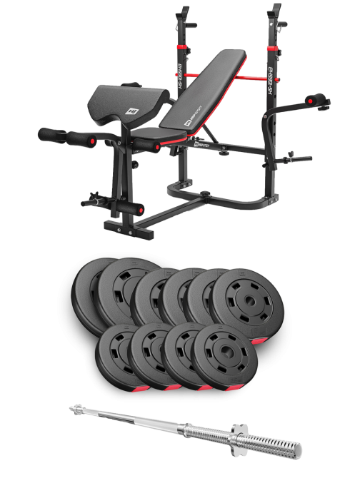 Набір Hop-Sport Premium 59кг з лавою HS-1065HB Pro та штангою Київ - фото 1