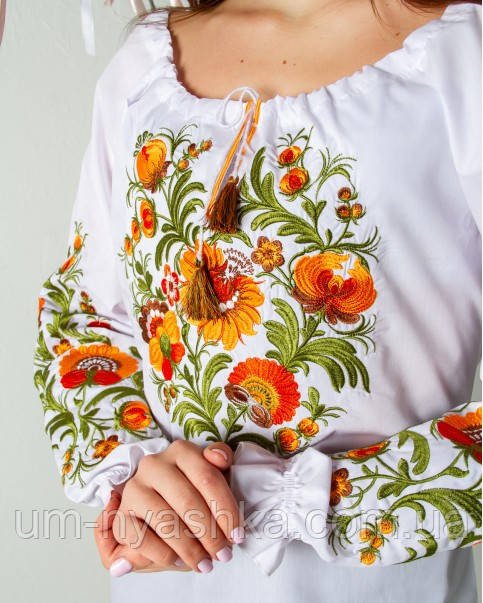 Жіноча вишиванка в стилі петриківського розпису "Писанка" Кривий Ріг - фото 6