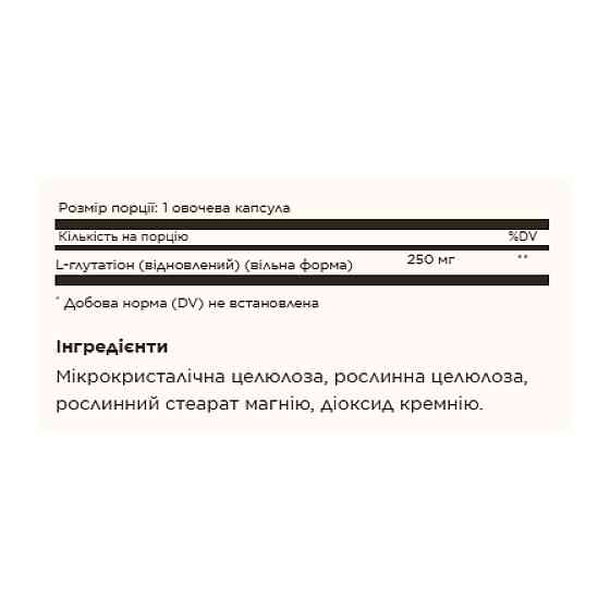 Глутатион Solgar Reduced L-Glutathione 250mg 30 вег капс Київ