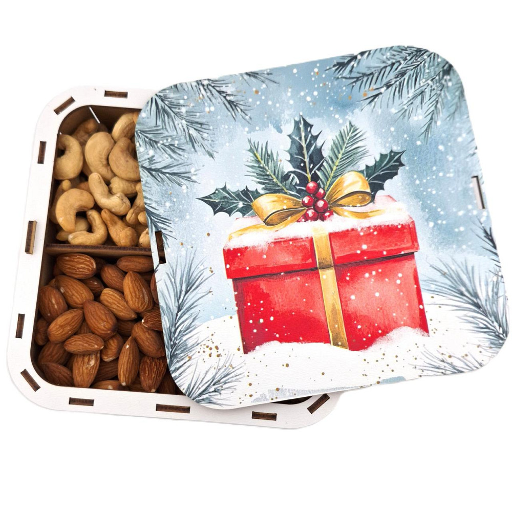 Новорічний набір горіхів №245 у святковому пакуванні на Новий Рік для дівчини, жінці, колегам, вчителю, сестрі, подрузі, мамі, Одеса - фото 1