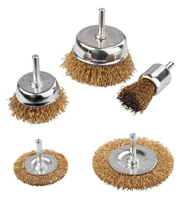 MASTERTOOL Набір щіток MASTERTOOL 5 шт - торцева/дискова зі стрижнем ¼" Ø 25/50/75// 50/75 мм з Київ - фото 1