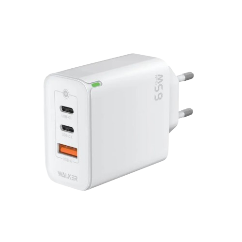 Зарядний пристрій мережевий USB/2Type-C QC+PD 65W білий WALKER WH-45 Житомир - фото 1