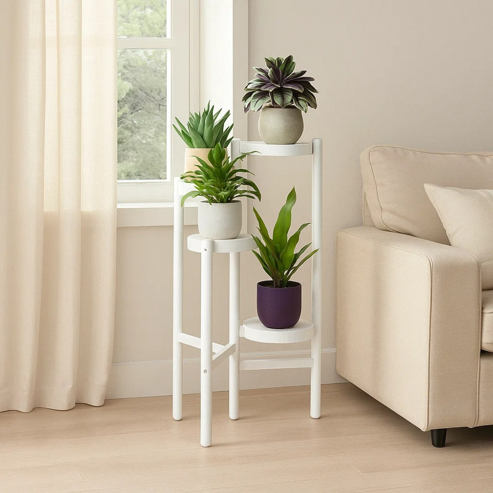 Стеллаж с полками для растений и горшков с цветами на 4 яруса цвет белый Каменец-Подольский - изображение 2