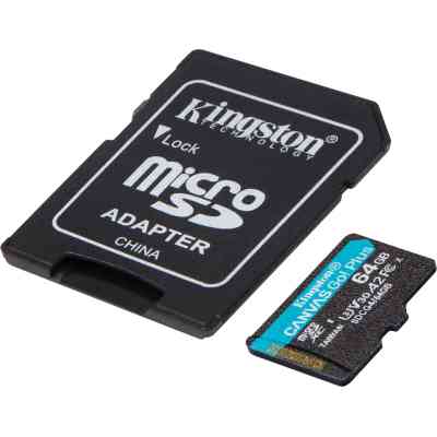 Карта памяти Kingston 64GB microSDXC сlass 10 UHS-I U3 V30 A2 Canvas Go Plus G4 (SDCG4/64GB) Винница