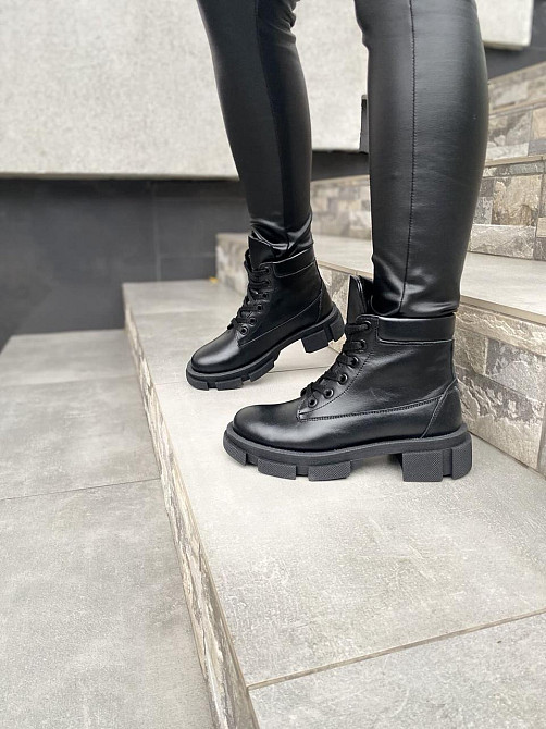 Черевики жіночі шкіряні демісезонні весна-осінь на низькому ходу чорні (4201) р. 38 / Черевики Коломыя - изображение 7