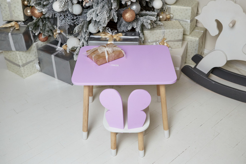 Дитячий  прямокутний стіл і стільчик метелик із білим сидінням. Столик фіолетовий дитячий Київ - фото 6