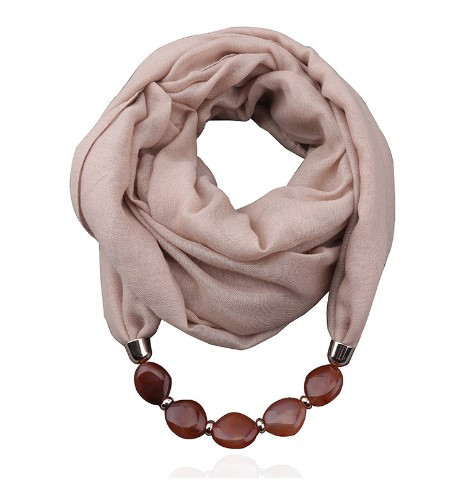 Женский шарф цвета хаки с ожерельем - длина шарфа 150см, ширина 60см, смешанный хлопок Киев - изображение 2