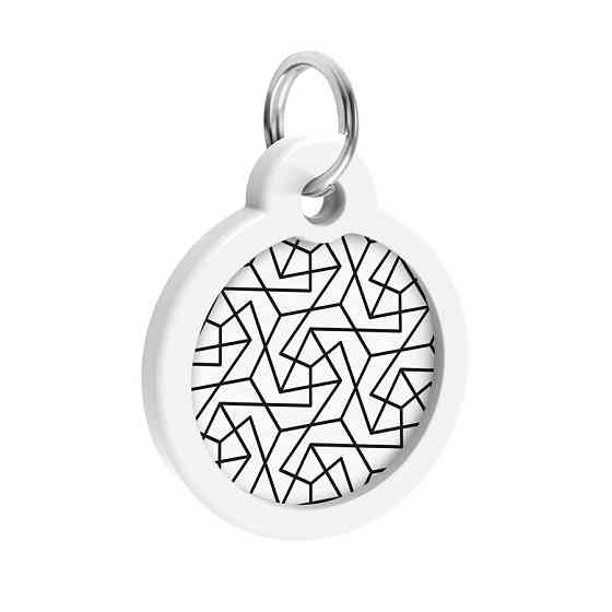 Адресник для собак і котів металевий WAUDOG Smart ID з QR-паспортом, малюнок "Геометрія", круг, Д 30 мм Вінниця