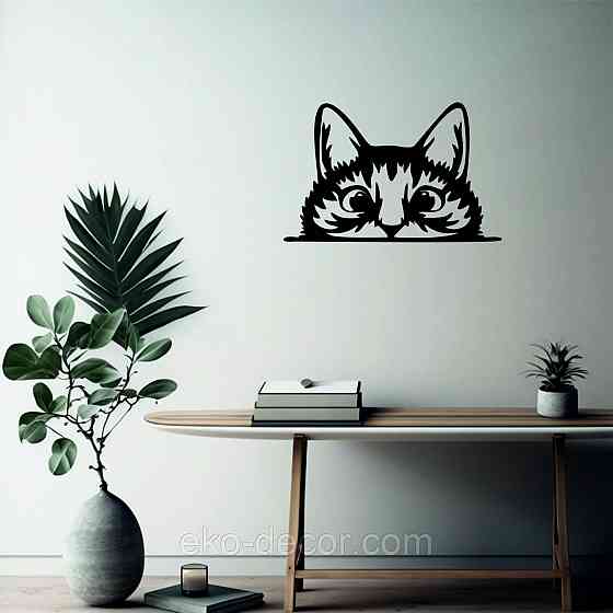 Декоративне настінне Панно «Кіт» Декор на стіну (1 шт/1 кіт) 110*70 см, Чорний Київ