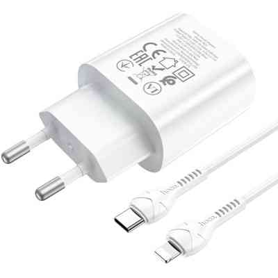 Зарядное устройство HOCO N22 Jetta USB-C PD25W + cable USB-C to Lightning White (6931474760074) Винница