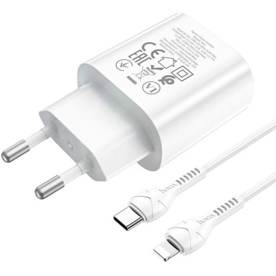 Зарядное устройство HOCO N22 Jetta USB-C PD25W + cable USB-C to Lightning White (6931474760074) Винница - изображение 3