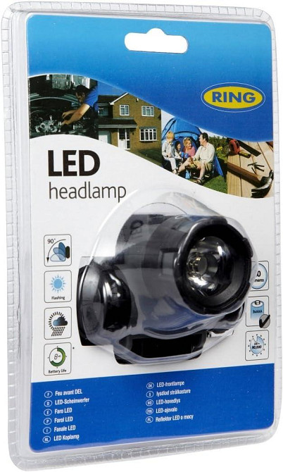 Налобний ліхтар Ring RT5174 LED 50 Лм, 3 режими, регульований кут, батарейки AAA в комплекті Київ - фото 2
